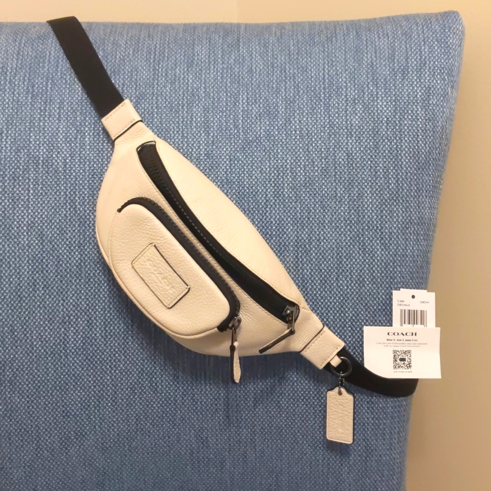 Coach Sprint Belt Bag White Pebbled Leather